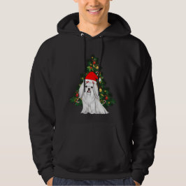 Sudadera Navidades malteses, Navidad Perro maltés con sombr