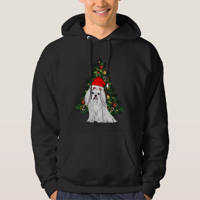Sudadera Navidades malteses, Navidad Perro maltés con sombr (Anverso)