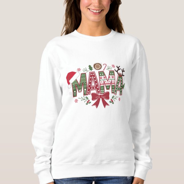 Sudadera Navidades Mama Coquette Bow Mama Claus Tree Cake (Anverso)