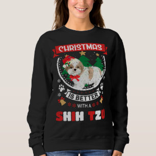 Sudadera Navidades Mejor Con Un Árbol De Navidad Shih Tzu