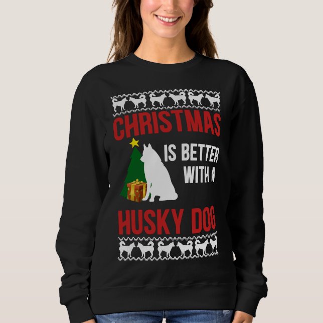 Sudadera Navidades Mejor Con Una Mezcla De Perro Husky Tri (Anverso)