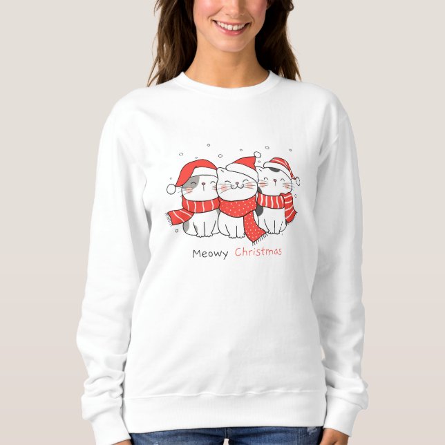 Sudadera Navidades Meowy - El acogedor gato festivo de Love (Anverso)