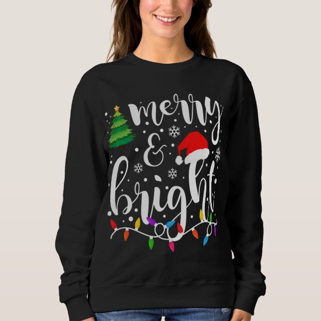 Sudadera Navidades merry y brillantes iluminan divertida im (Anverso)