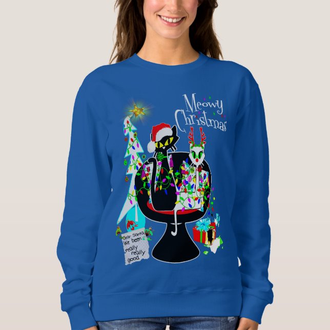 Sudadera Navidades moderados de gatos atómicos de mediados  (Anverso)