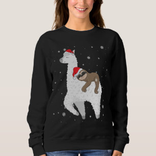 Sudadera Navidades montan eslogan en Llama Santa Funny Paja