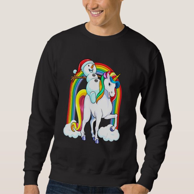 Sudadera Navidades montando el arcoiris mágico de Unicornio (Anverso)