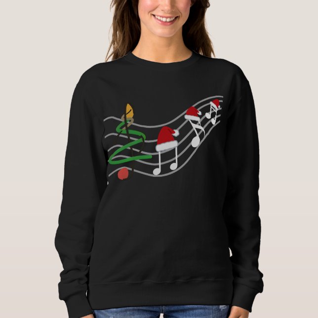 Sudadera Navidades Music Notes Santa Hat Treble Clef (Anverso)