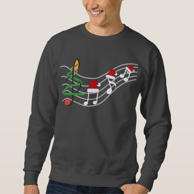Sudadera Navidades Music Notes Santa Hat Treble Clef (Anverso)
