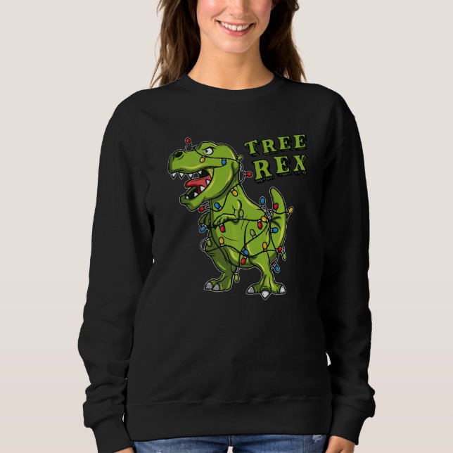 Sudadera Navidades Navidades de Rex de árbol de dinosaurios (Anverso)