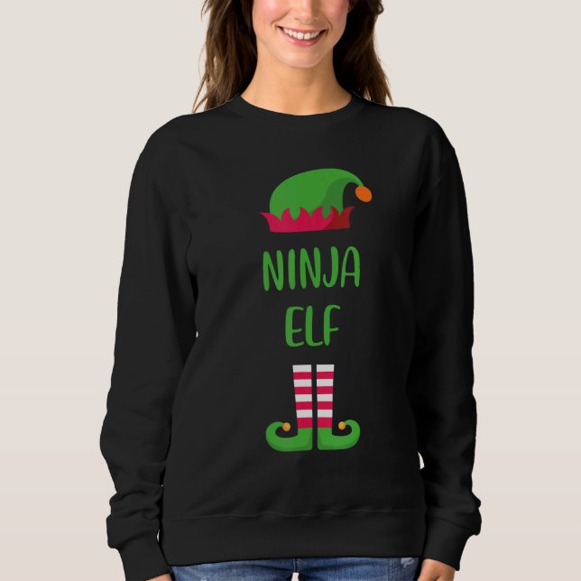 Sudadera Navidades Ninja Elf Familia Grupo de Concordancia  (Anverso)