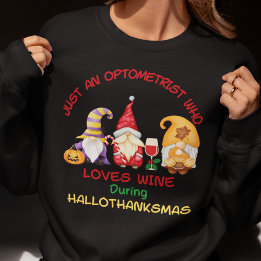 Sudadera Navidades optometristas Wine Lover Hallothanksmas