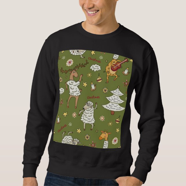 Sudadera Navidades Oveja: Ilustracion de la Vintage Animal. (Anverso)