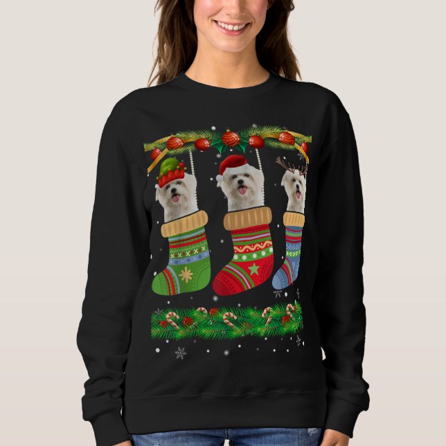 Sudadera Navidades Pajama Perro maltés Perro Perro Perro Pe (Anverso)