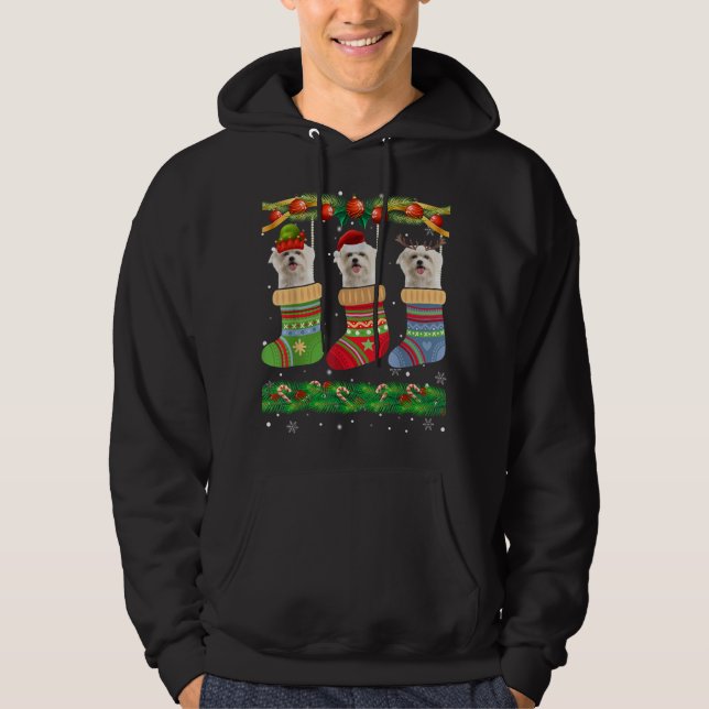 Sudadera Navidades Pajama Perro maltés Perro Perro Perro Pe (Anverso)