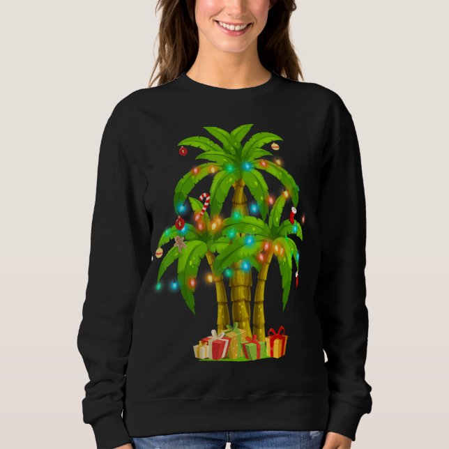 Sudadera Navidades Palm Tree Xmas Tropical Coconut Luces P (Anverso)