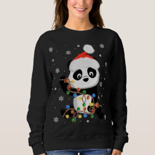 Sudadera Navidades Panda con luces de árbol Graciosa Santa 