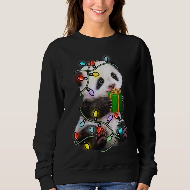Sudadera Navidades Panda Tree Encenden Xmas Para El Amante  (Anverso)