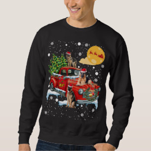 Sudadera Navidades Pastor Alemán Perro Pastor Con Rojo Vint