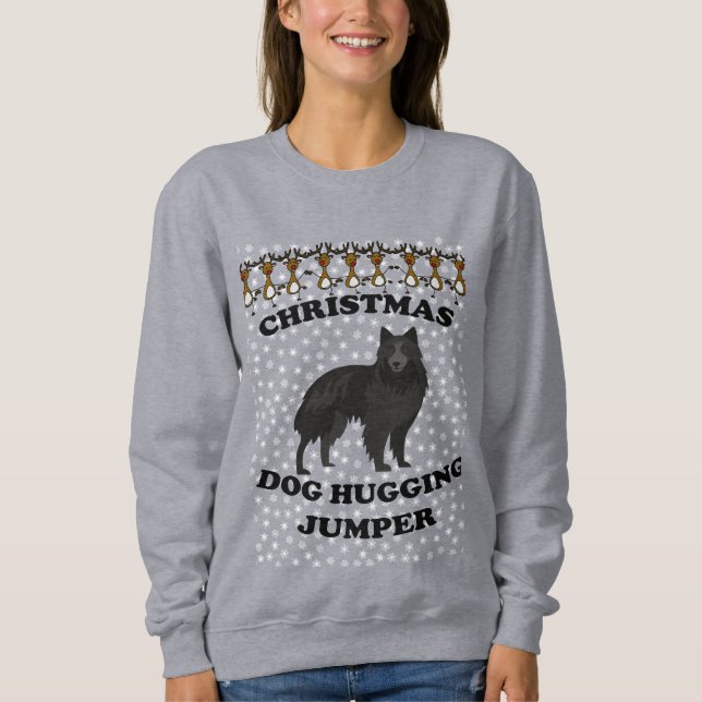 Sudadera Navidades Pastores de Bélgica Abrazos de perros (Anverso)