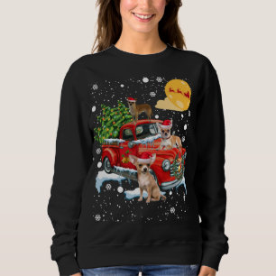 Sudadera Navidades Perro Chihuahua Con Camión Rojo Vintage