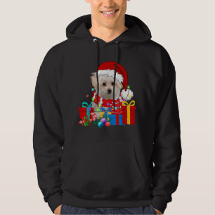 Sudadera Navidades Perro maltés Xmas enciende Santa Hat Paj