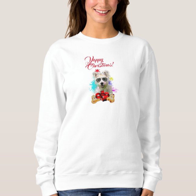 Sudadera Navidades personalizables Cute Westie Dog Yappy (Anverso)