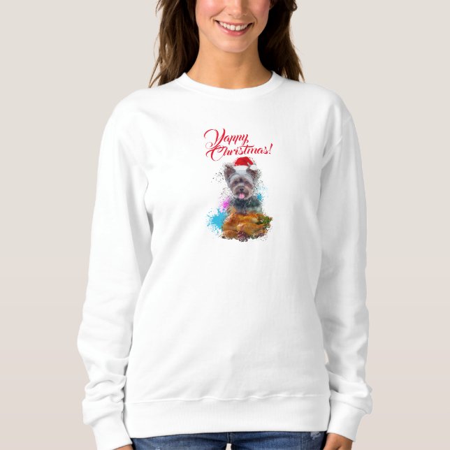 Sudadera Navidades personalizables Cute Yorkie Dog Yappy (Anverso)