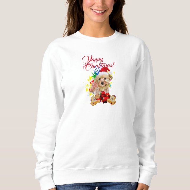 Sudadera Navidades personalizados de Cute Morkie Dog Yappy (Anverso)