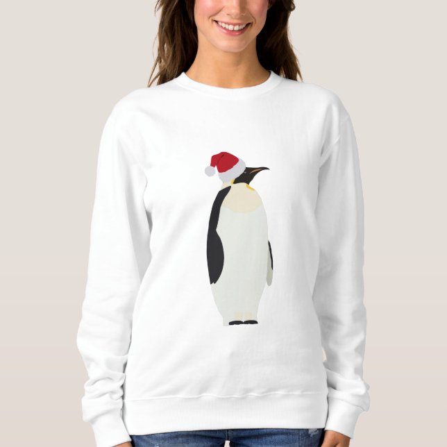 Sudadera Navidades pingüino gracioso animal con Santa Hat (Anverso)