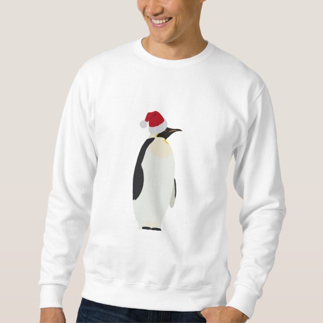 Sudadera Navidades pingüino gracioso animal con Santa Hat (Anverso)