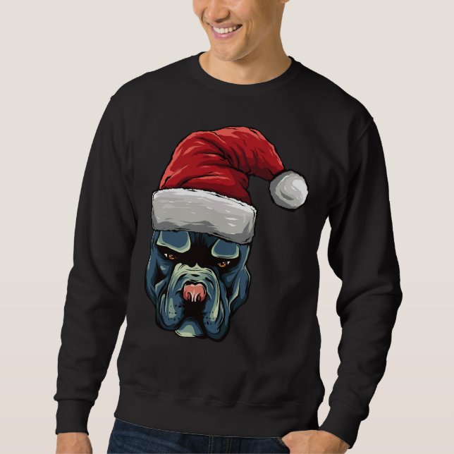 Sudadera Navidades Pit Bull Puppy Perro En Un Sombrero De S (Anverso)