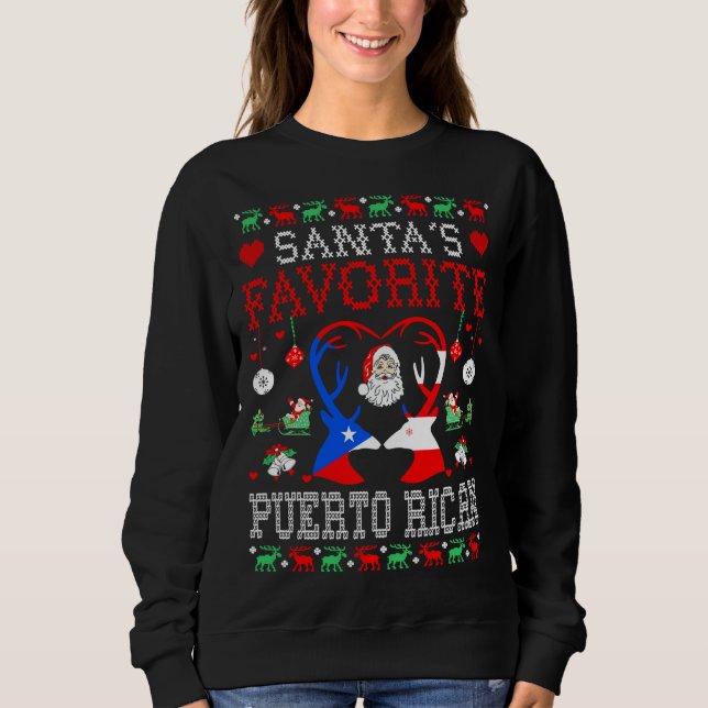 Sudadera Navidades puertorriqueños favoritos de Santa Fe (Anverso)