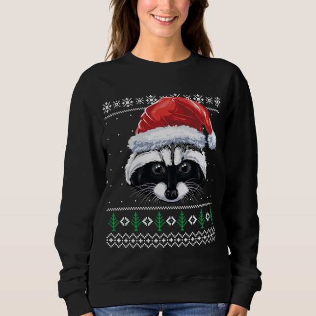 Sudadera Navidades Raccoon Funny Santa Raccoon Xmas Feo Sw (Anverso)