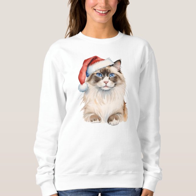 Sudadera Navidades Ragdoll cat Watercolor (Anverso)