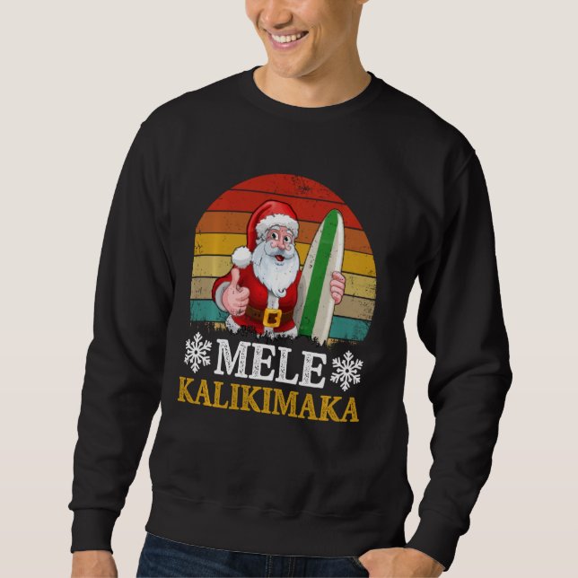 Sudadera Navidades Retro de Mele Kalikimaka Santa Shaka Haw (Anverso)