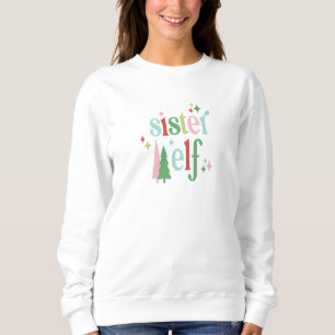 Sudadera Navidades Retro Pastel   Hermana Elf
