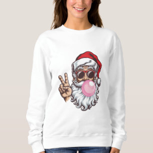 Sudadera Navidades Retro Santa que soplan venado de burbuja