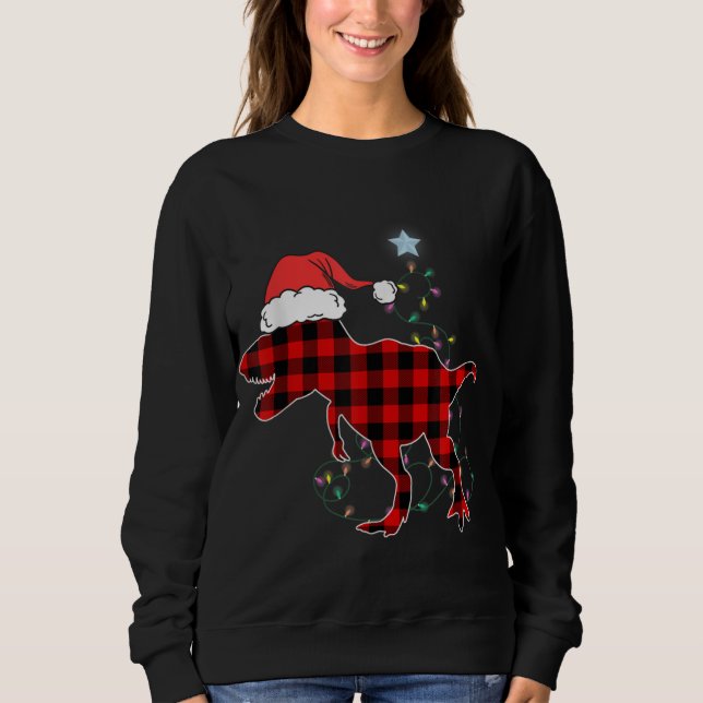 Sudadera Navidades Rex de dinosaurio rojo plaudido iluminan (Anverso)