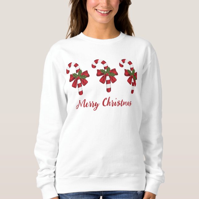 Sudadera Navidades Rojos Y Blancos Candy Canes Y Personaliz (Anverso)