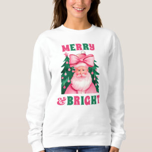Sudadera Navidades rosados brillantes y merry Papá Noel