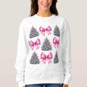 Sudadera Navidades rosados Coquette Bow Árbol de Navidad