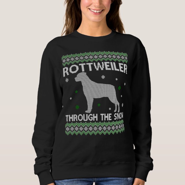 Sudadera Navidades Rottweiler A Través De La Nieve (Anverso)