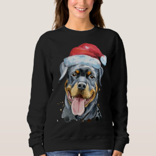 Sudadera Navidades Rottweiler Dog Hand Drawcolor de agua