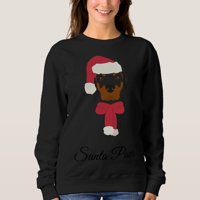 Sudadera Navidades Rottweiler Perro Ilustracion Con Santa H (Anverso)