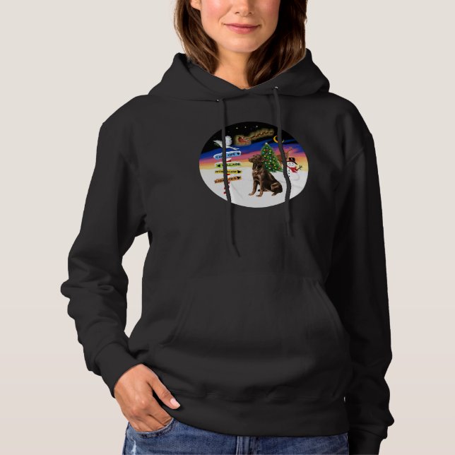Sudadera Navidades Rótulos Chocolate Labrador (Anverso)