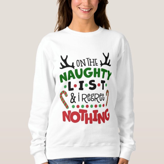 Sudadera Navidades saltan. En la lista traviesa. (Anverso)
