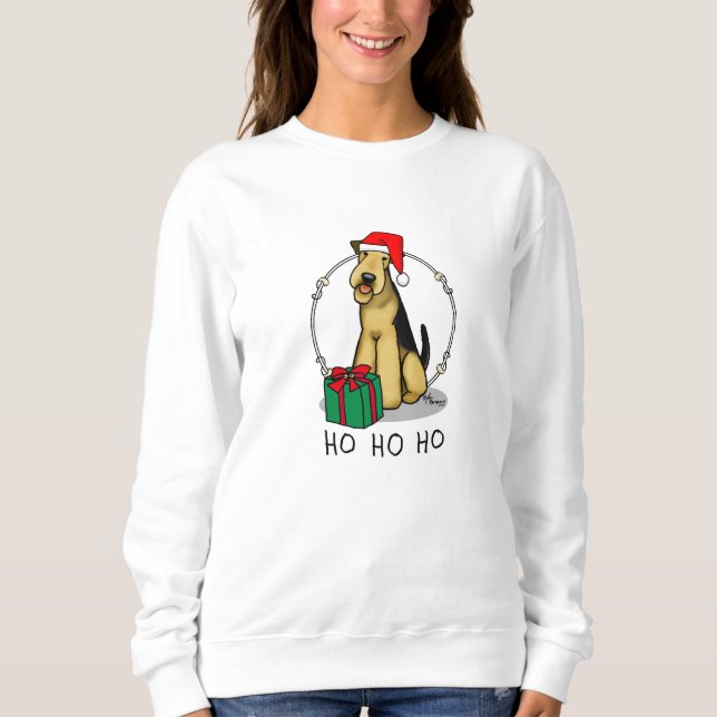 Sudadera Navidades Santa Airedale Terrier HO HO Cute (Anverso)