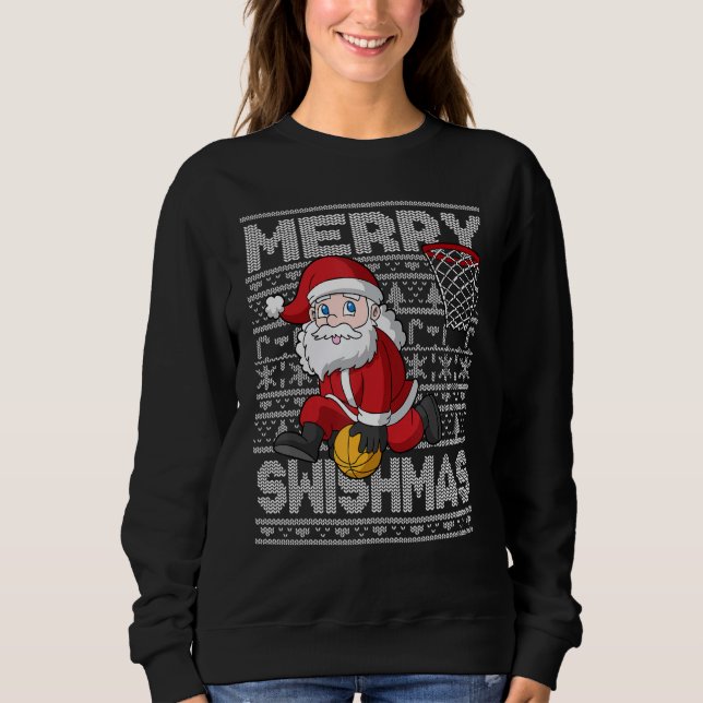 Sudadera Navidades Santa Claus Baloncesto Merry Swishmas Fu (Anverso)
