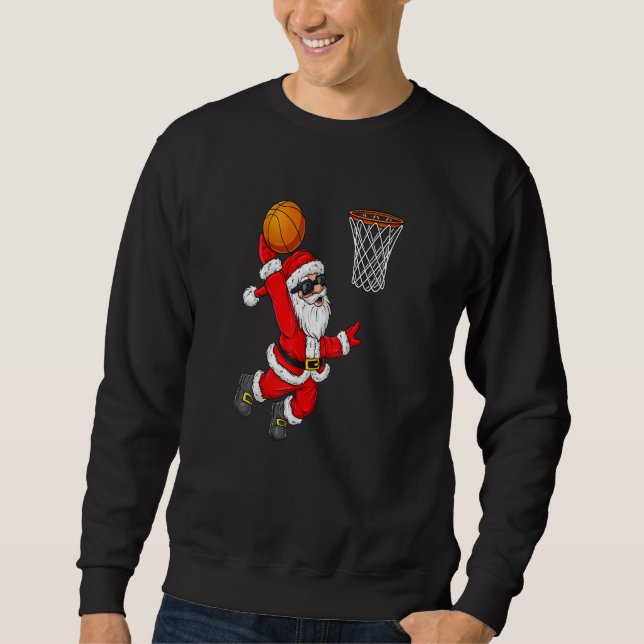 Sudadera Navidades Santa Claus Dunking Baloncesto (Anverso)