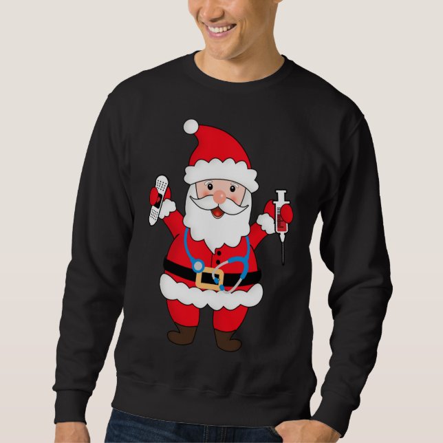 Sudadera Navidades Santa Claus Enfermera con Stethoscope y  (Anverso)